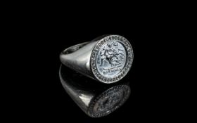 Solid Silver Signet Ring. Signet Ring In