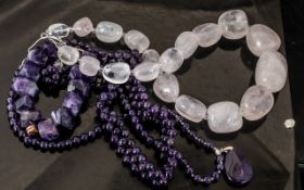 Zambian Amethyst Silver Pendant Necklace