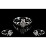 Diamond Set Claddagh Ring, the two clasp