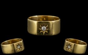 18ct Gold Band Diamond Set Ring - Star D