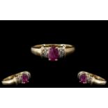 Ladies - Attractive 14ct Gold Ruby and D