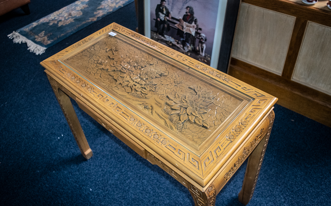 Carved Light Wood Decorative Console Tab - Image 2 of 2