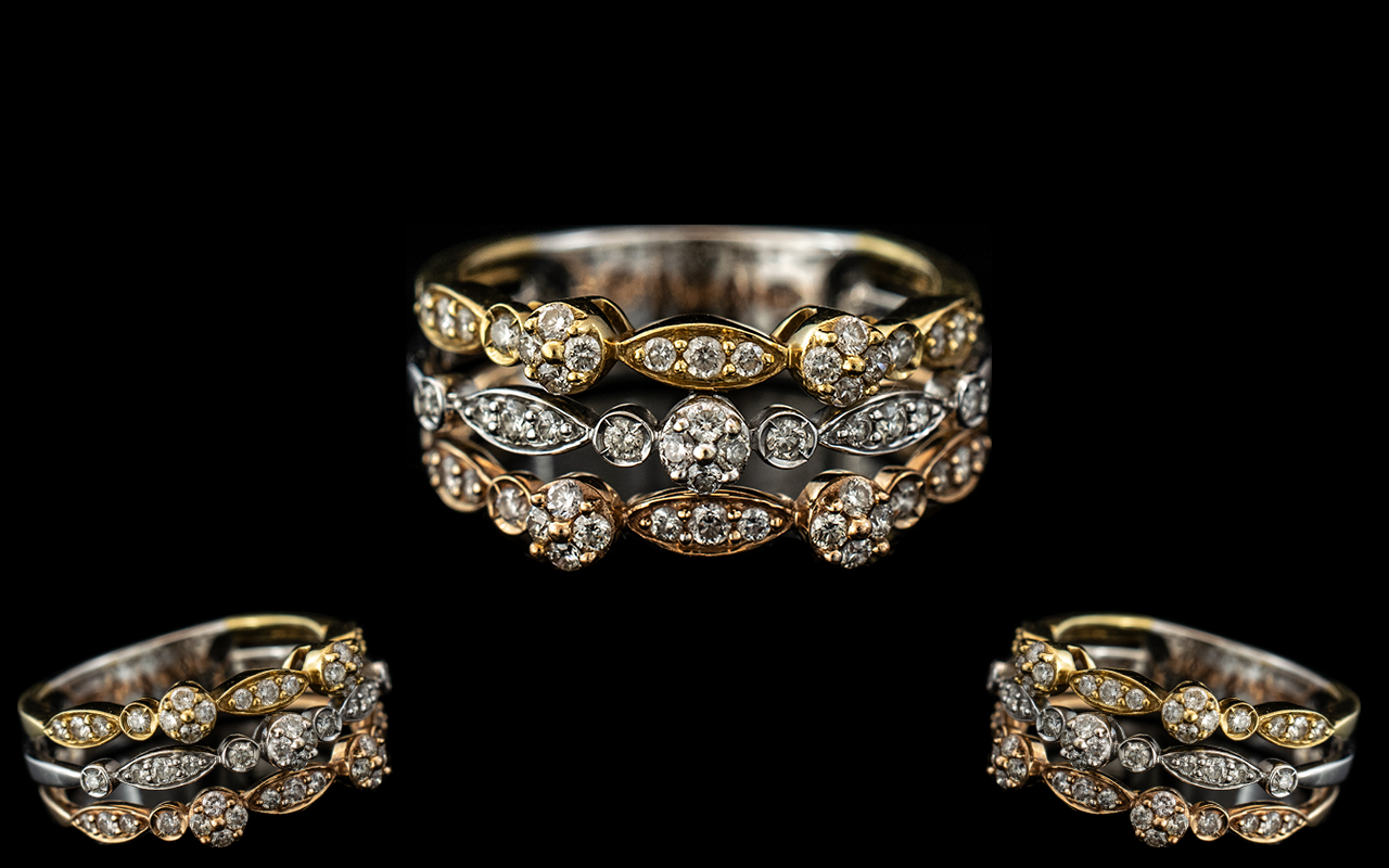 An 18ct Gold Three Tone Diamond Ring set - Image 2 of 2