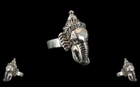 Solid Silver Elephant Ring. Ring of Larg