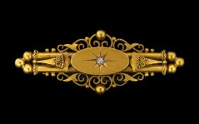 A Victorian 15ct Gold Diamond Set Brooch