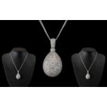 18ct White Gold - Impressive Diamond Set Pomander ( Perfume Holder ) With Attached 18ct White