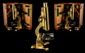 Thomas Cooke & Sons York Signed and Dated Superb Brass Monocular Microscope,