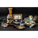 Box of Assorted Porcelain, Glass & Collectibles, including 12 cabinet plates comprising Crown Derby,