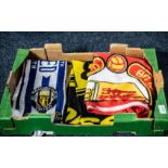 Collection of Sports Equipment, comprising footballs, caps, rugby ball, banners, scarves, etc.