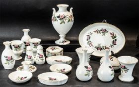 A Collection of Wedgwood Porcelain 'Hathaway Rose', to include small vases, urn shaped vase,