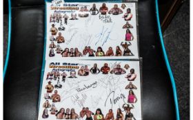 Wrestling Interest - Two Sheets of All Star Wrestling Autographs,