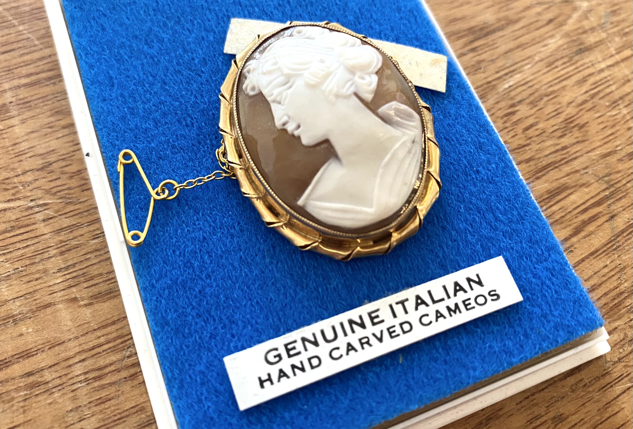 9ct Gold Cameo Cased In A Clear Plastic Case, Italian made. Approx Size 3 by 2.5 cms. - Image 2 of 3