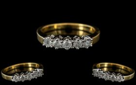 18ct Gold - Attractive 5 Stone Diamond Set Ring. Marked 750 to Interior of Shank. The 5 Diamonds
