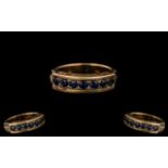 14ct Gold - Attractive Seven Stone Sapphire Set Ring. Marked 14ct to Interior of Shank.