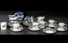 Wedgwood Susie Cooper Design 'Glen Mist' Tea Set, comprising six cups and saucers, a milk jug and