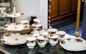 Royal Albert 'Old Country Roses' Tea Service, comprising eight cups, six saucers and side plates,