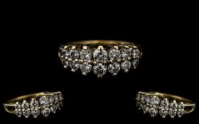 Ladies 14ct Gold - Superb Double Channel Diamond Set Ring of Pleasing Design.