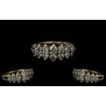 Ladies 14ct Gold - Superb Double Channel Diamond Set Ring of Pleasing Design.
