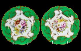 Coalport - Quality Pair of Fine Hand Painted Cabinet Plates ' Floral ' Still Life on White Ground