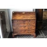 Late 19th Century Mahogany Bureau, fall front with fitted interior above four graduating drawers 35.