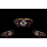 Ladies 18ct Gold - Superior Quality and Attractive Diamond and Ruby Set Dress Ring.