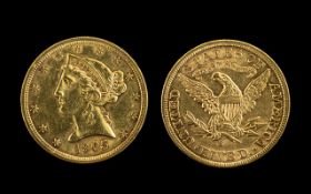 United States of America - Liberty Head 5 Dollar Gold Coin - Date 1905. San Francisco Mint.