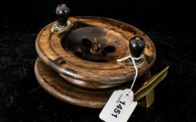 Angling Interest - 6" Sea Fishing Wooden Reel, with brass mounts.