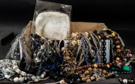 Large Box of Costume Jewellery, comprising necklaces, bracelets, beads, pearls, pendants,