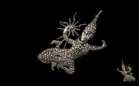 Sterling Silver Marcasite Brooch in the form of an Art Deco dancer;