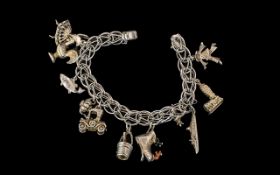 Excellent Vintage Sterling Silver Charm Bracelets Loaded with 11 Silver Quality Charms.