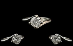 Platinum Set - Superb Single Stone Diamond Ring, Marked 950 to Interior of Shank.