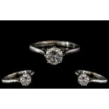 18ct White Gold - Attractive and Good Quality Single Stone Diamond Ring.