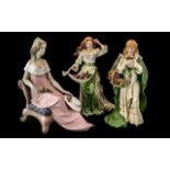 Two Franklin Mint Musical Figures, 'The Rose of Tralee' and 'My Wild Irish Rose' 12" tall,