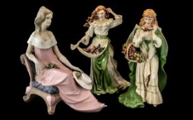 Two Franklin Mint Musical Figures, 'The Rose of Tralee' and 'My Wild Irish Rose' 12" tall,