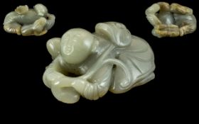 Chinese Late 19th / Early 20th Century Well Carved Jade Figure.