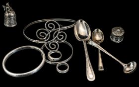 Small Collection of Silver Items, comprising a silver ring set with crystal stones, size O,