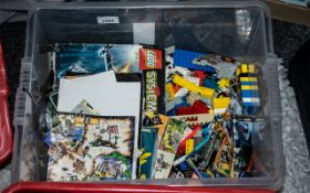 Large Box of Lego, comprising loose bricks and building instruction leaflets,