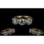 18ct Gold - Superb 3 Stone Diamond Ring. Full Hallmark for 18ct to Interior of Shank.