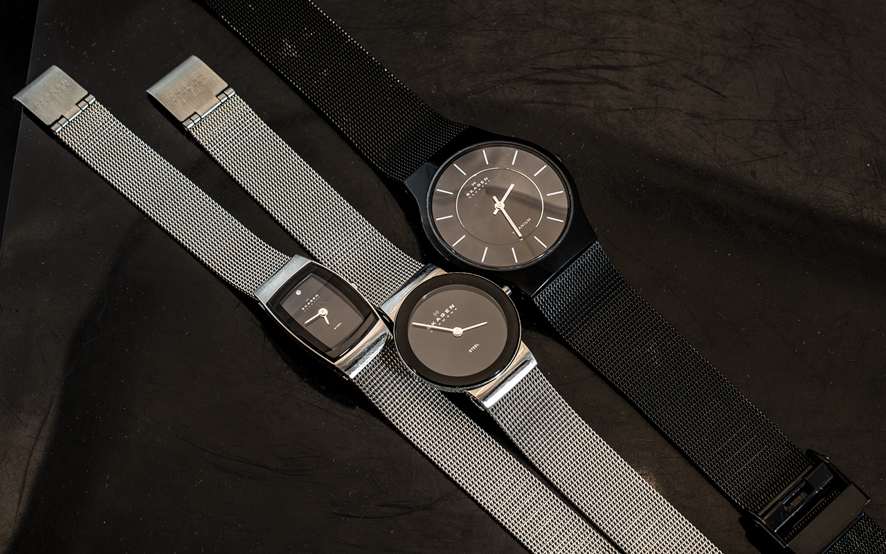 Collection of Skagen Watches, comprising three Skagen designer watches,