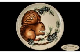 Moorcroft Tubelined Ltd and Numbered Edition Cabinet Plate. No 251 of 300. Squirrel ( Red )