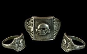 German Nazi SS Ring, a silver Nazi SS ring, stamped D.R.G.