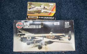Vintage Airfix Models, 1 x Lancaster Bomber III Avro (1-72), and 1 x A-10A Fairchild (1-72)