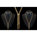 Superb 9ct Two Tone Gold Attractive Necklace with Tassel Drops,