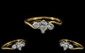 Ladies Attractive and Quality 18ct Gold 3 Stone Diamond Set Ring.