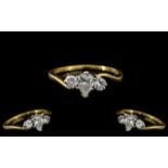 Ladies Attractive and Quality 18ct Gold 3 Stone Diamond Set Ring.