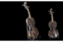 Rare Antique Violin Sampler. Rare Sampler In form of a Violin. Violin Sampler Often Used by Small