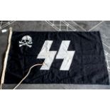 Third Reich Nazi German style SS flag. Heavy black cotton with the SS runes and skull in white.