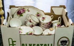 Royal Albert 'American Beauty' Tea Service, comprising tea pot, milk jug, sugar bowl, creamer,