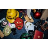 Box of Miscellaneous Items, including a 14'' wooden toy soldier, a 17'' carved wall plaque, a