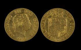 George III 22ct Gold Shield Back Half Sovereign - Date 1817. / Good Grade - Please Confirm with